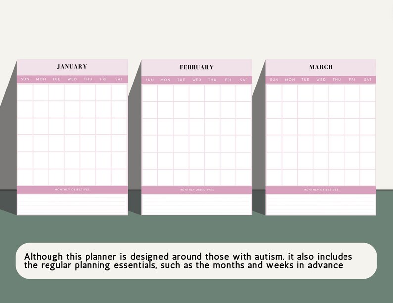 Autism Oriented Pink Planner Adult Goals Organizer & Daily Planner