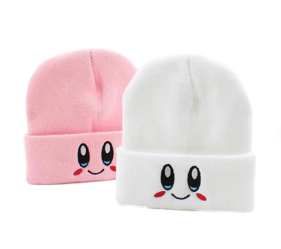 Kirby Smile Cute Face Embroidered Hot Pink Beanie One Size Valentines ...