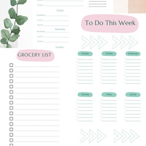 Digital Weekly Planner Bundle | Meal Plan, To-Do List & Grocery List | Instant Download