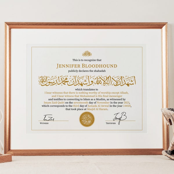 Muslim Conversion Certificate, Islamic Certification, Shahada Certificate, Editable, Printable, Instant Download, Convert Certificate