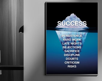 Success Iceberg - Motivational Canvas Posters Prints - Wall art for Office Home Decor - Success canvas art