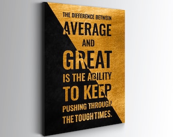 Impresión con frase motivacional en dorado y negro - Decoración de gimnasio en casa (Descarga digital)