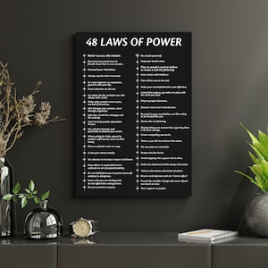 Quadro em tela "As 48 Leis do Poder" | Robert Greene, Decoração Motivacional