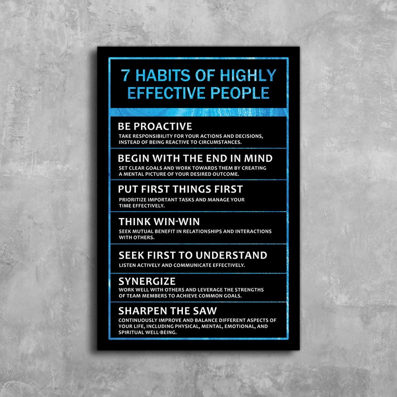 7 Habits of Highly Effective People - Motivational Canvas Posters ...