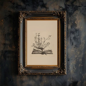 Cyfrowy wydruk ścienny „Księga natury”, grafika botaniczna w stylu vintage na sepii, dziennik Eclectic Vibes z florą, szkic dzieła sztuki zielarskiej