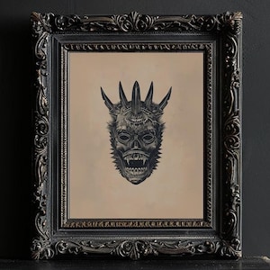 Voodoo Mask Wall Art Printable Ancient Voodoo Mask Illustration Print of a Voodoo Tribal Totem Face Mask Artwork for Gothic Wall Decor