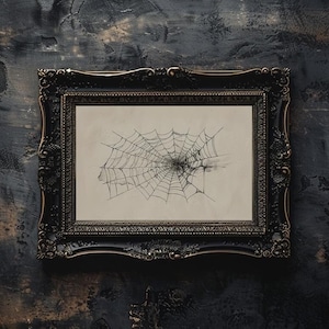 Spider Web Wall Art Vintage Spider Web Printable Spider Web Wall Print Cobweb Sketch Halloween Spider Web For Dark Moody Gothic Wall Decor