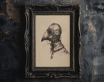 Maschera della peste del medico Stampa artistica Schizzo del medico della peste vintage Maschera della peste stampabile Arte della parete Illustrazione del medico della peste Poster Decorazione da parete gotica