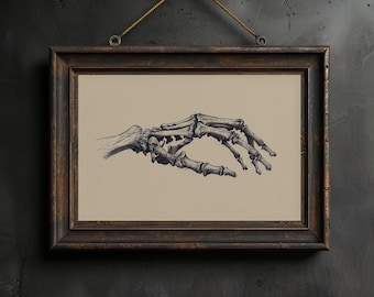 Skeleton Hand Wall Art Human Anatomical Hand Illustration Print Gothic Bone Sketch Printable Hand Anatomy Poster for Medical Office Wall Art