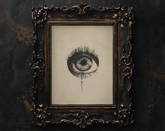 Vintage Crying Eye Illustration, Oddity Wall Art (Digital Download)
