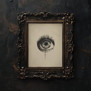 Crying Eye Wall Art, Printable Eyeball Artwork, Vintage Crying Eye Drawing, All Seeing Eye Poster, Human Eye Illustration, Oddity Room Decor