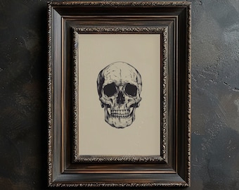 Schädel Anatomie Illustration druckbare gotische menschlicher Schädel Porträt Skizze des menschlichen Schädels Druck für Ärzte Büro Wohnkultur Schädel Wandkunst