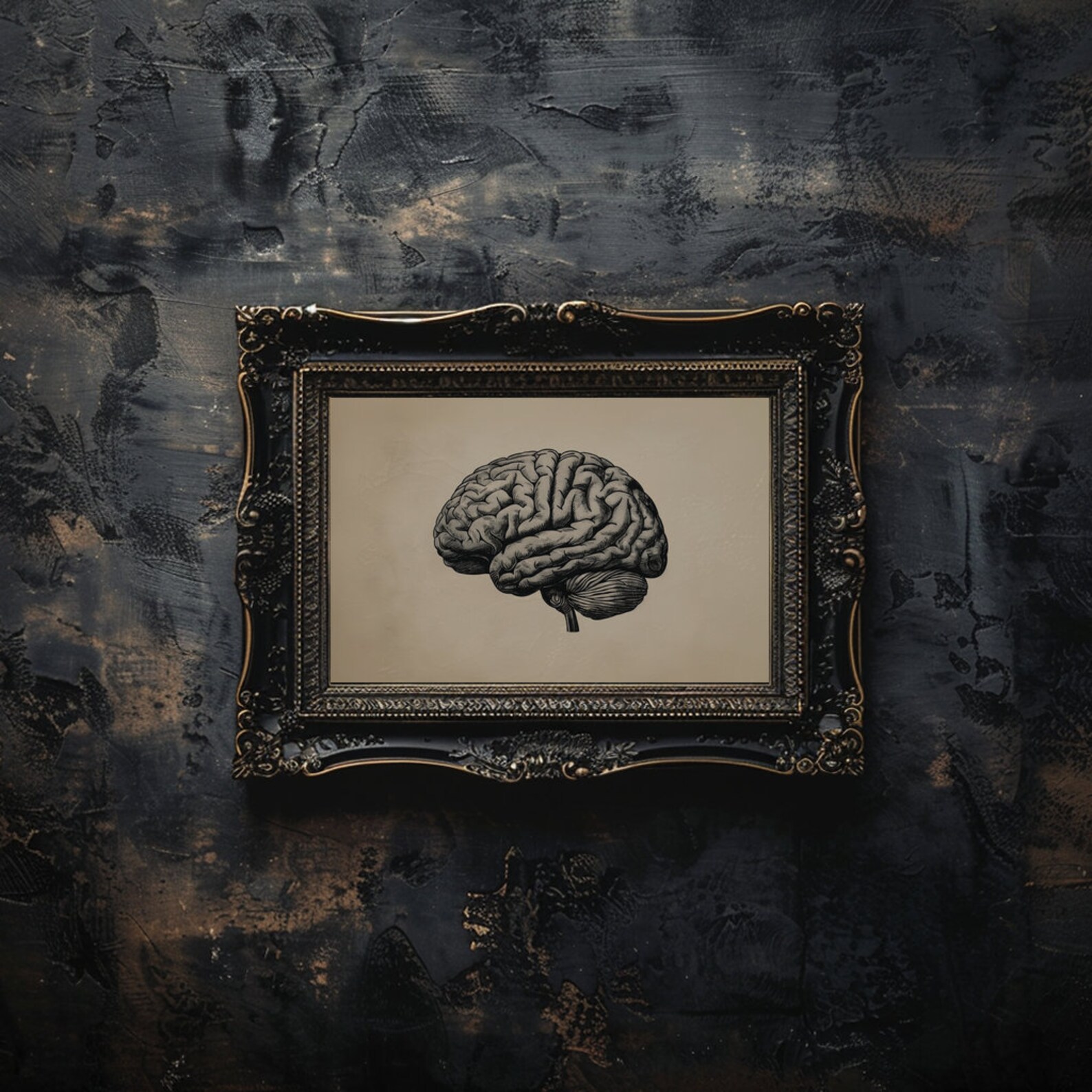 Human Brain Wall Art Printable Brain Anatomy Medical Poster Gothic ...