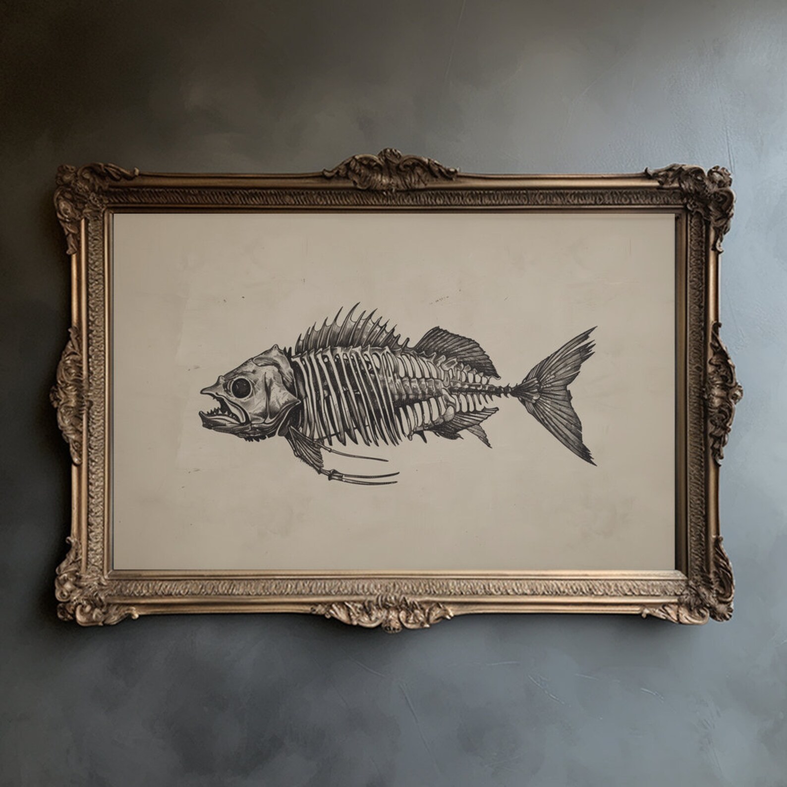 Fish Skeleton Wall Art Printable Vintage Fish Marine Fish Poster 