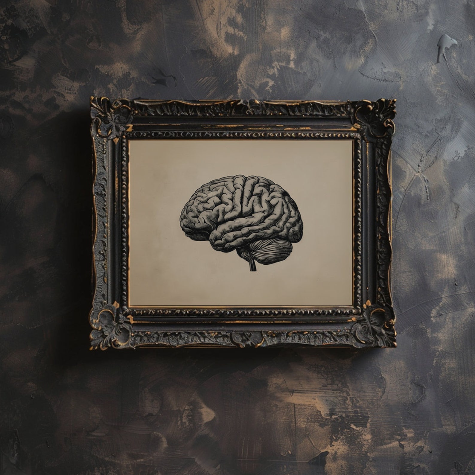 Human Brain Wall Art Printable Brain Anatomy Medical Poster Gothic ...
