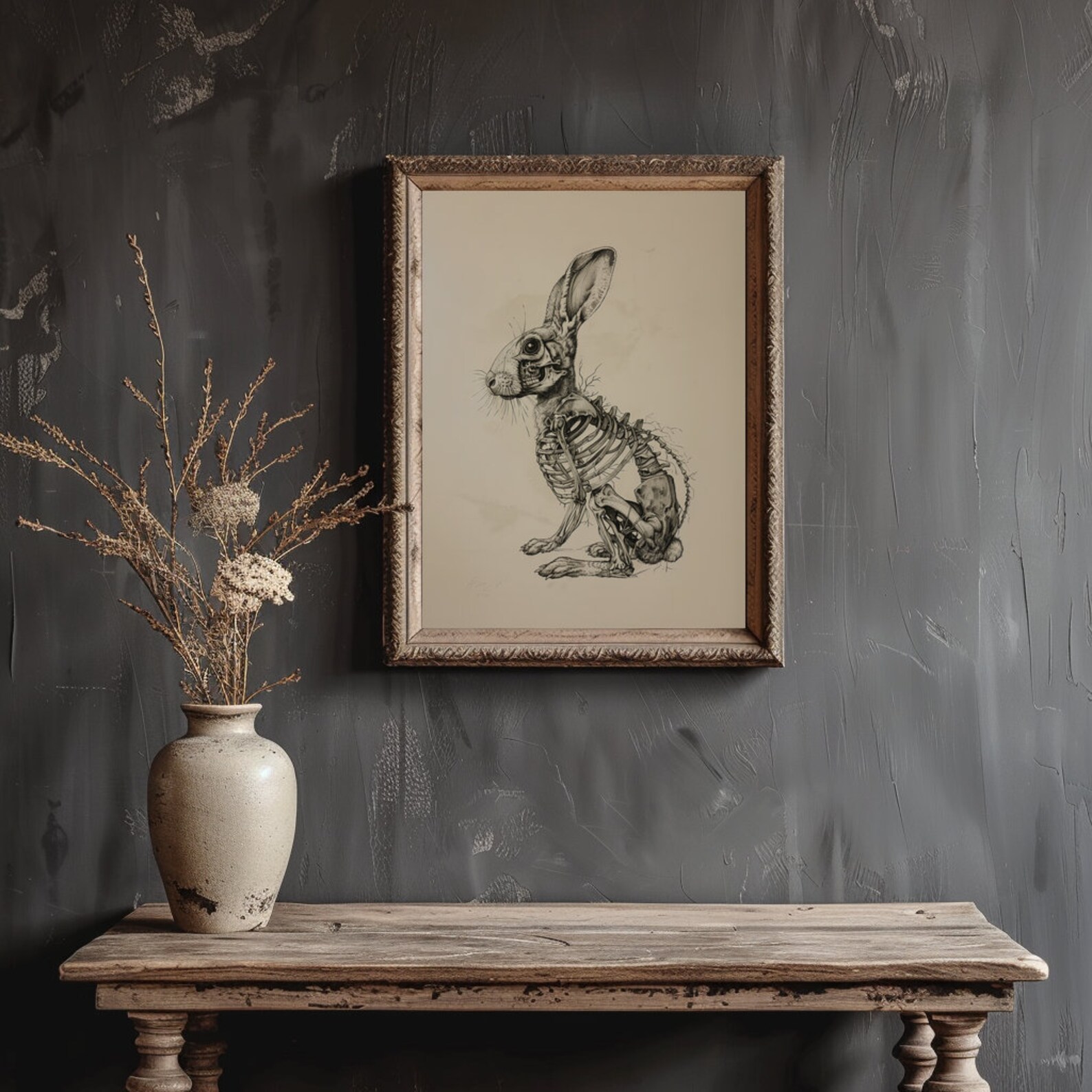 Rabbit Skeleton Printable Wall Art Rabbit Anatomy Poster Halloween ...