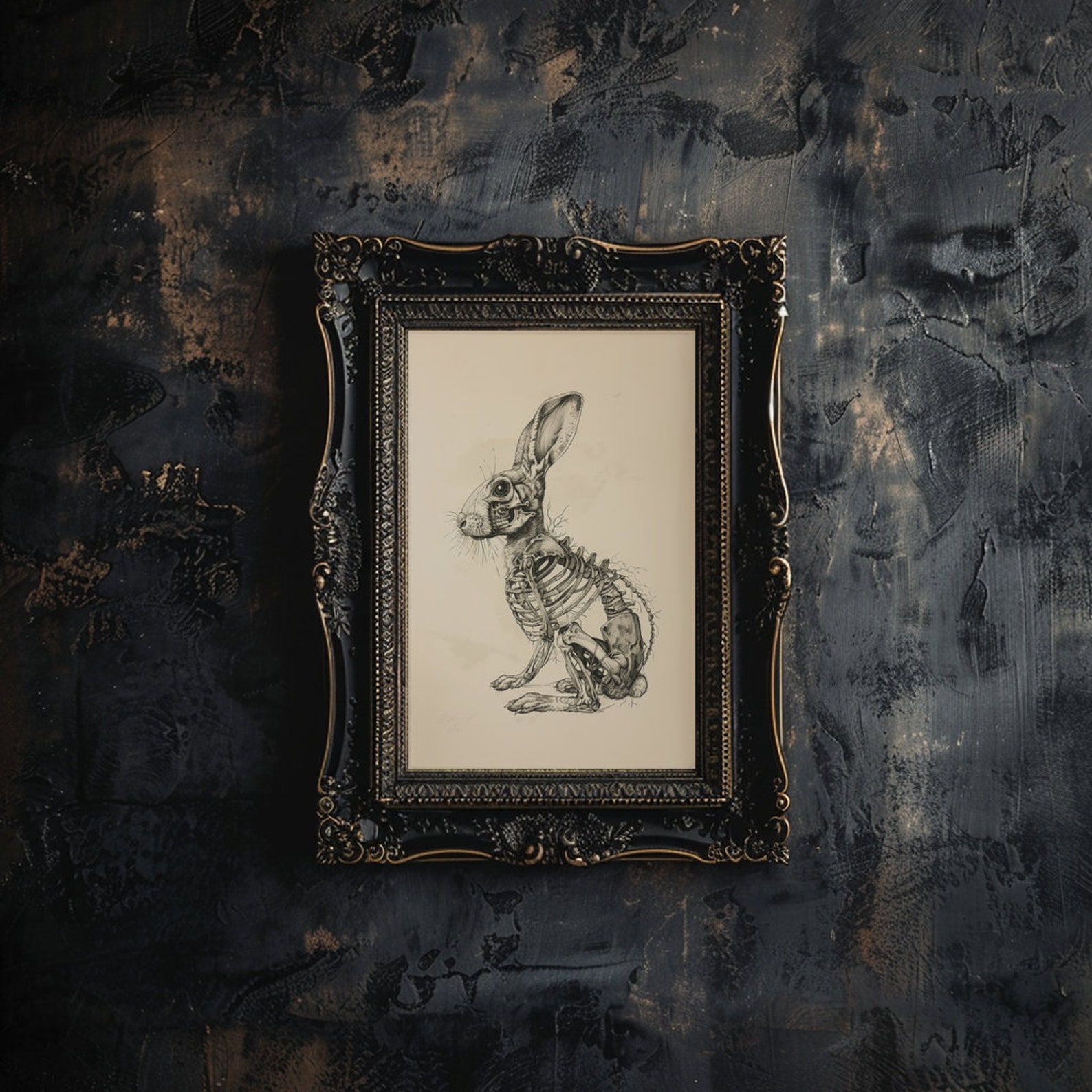 Rabbit Skeleton Printable Wall Art Rabbit Anatomy Poster Halloween ...