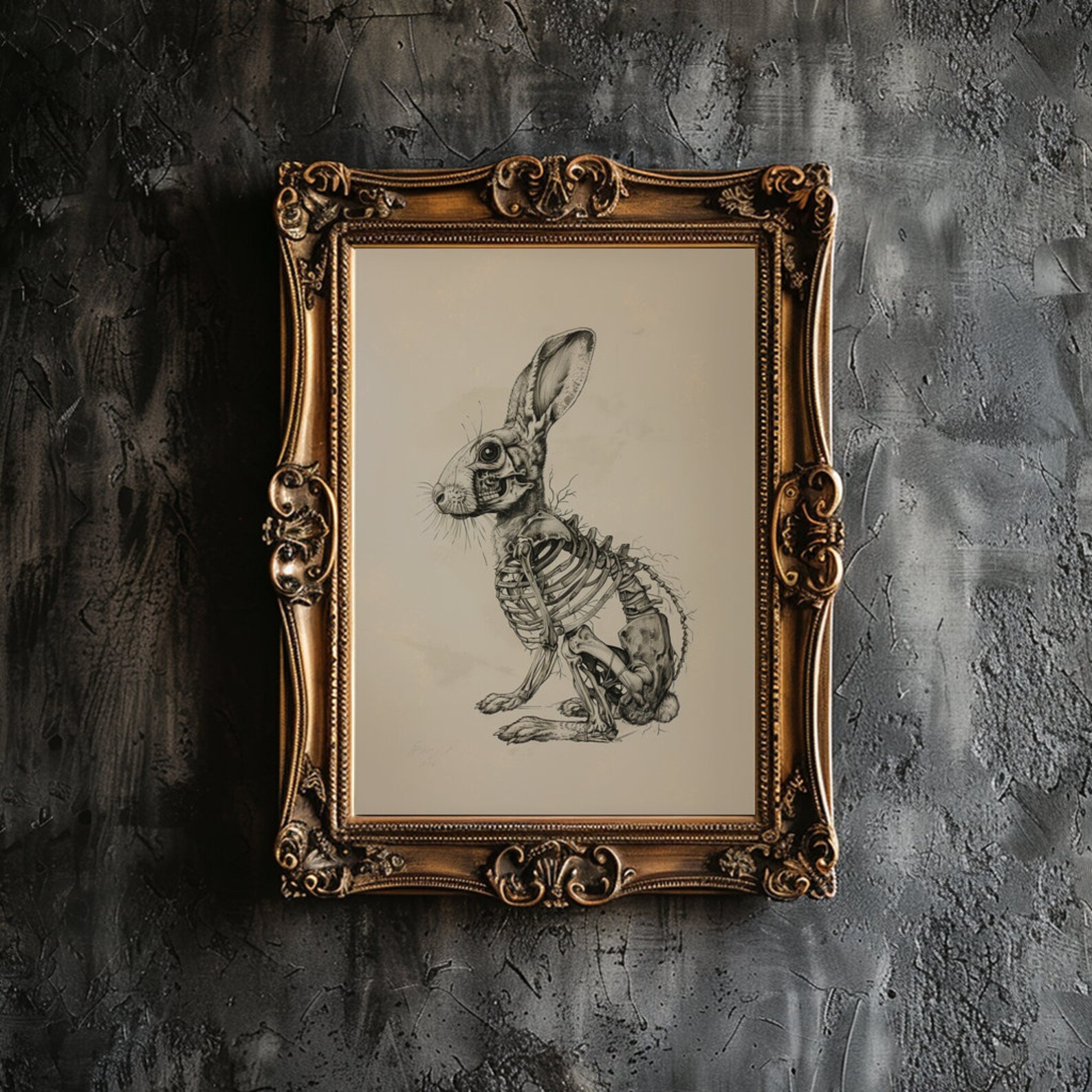 Rabbit Skeleton Printable Wall Art Rabbit Anatomy Poster Halloween ...
