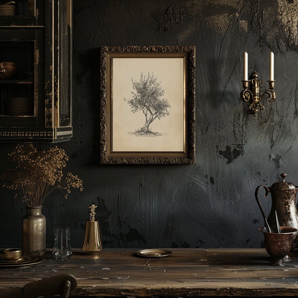 Olive Tree Wall Art Old Olive Tree Printable Tree Illustration Vintage ...