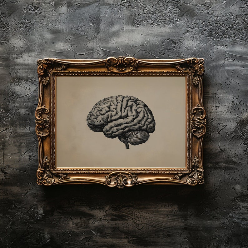 Human Brain Wall Art Printable Brain Anatomy Medical Poster Gothic ...