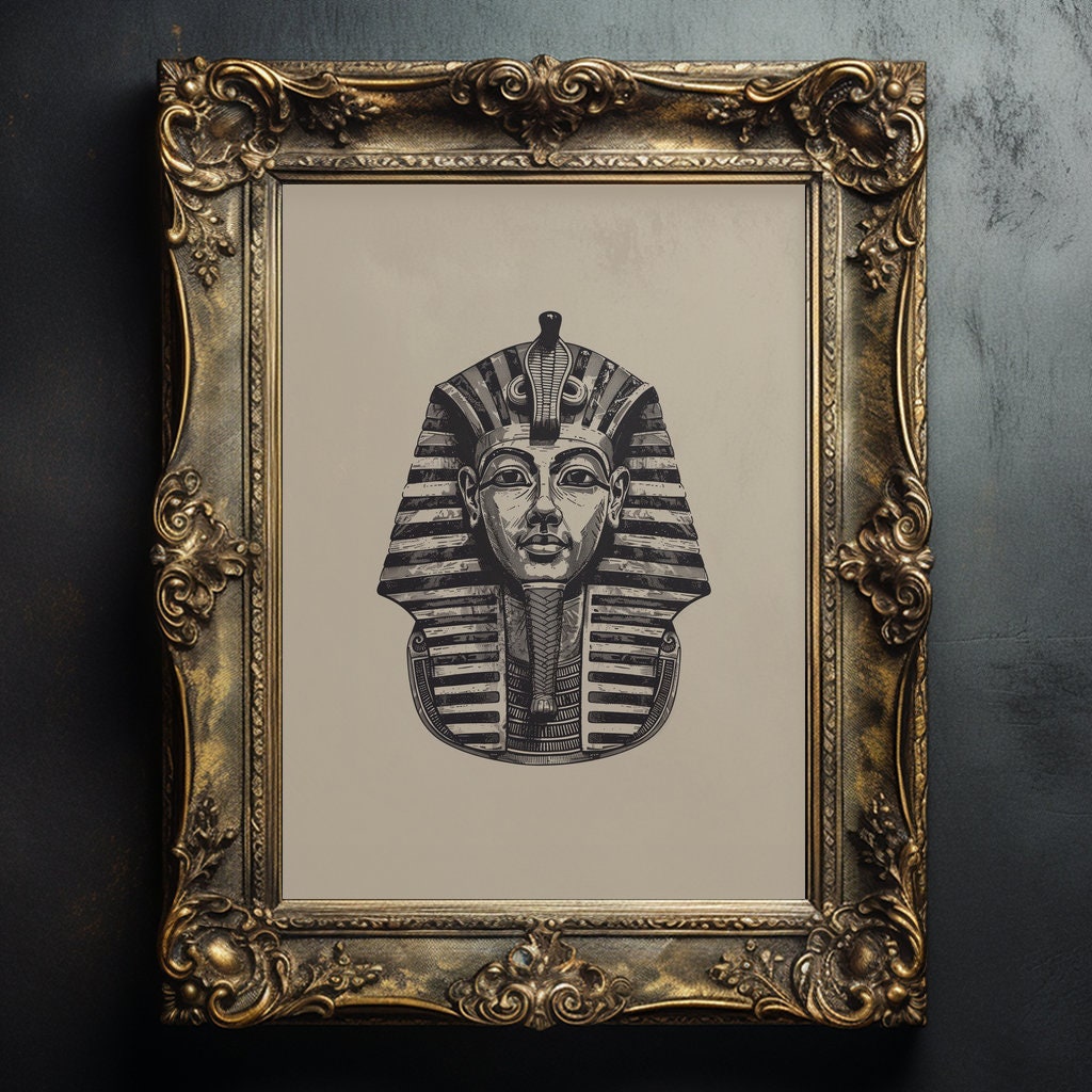 エジプトのファラオのマスク 壁アート 印刷可能 ヴィンテージ エジプト