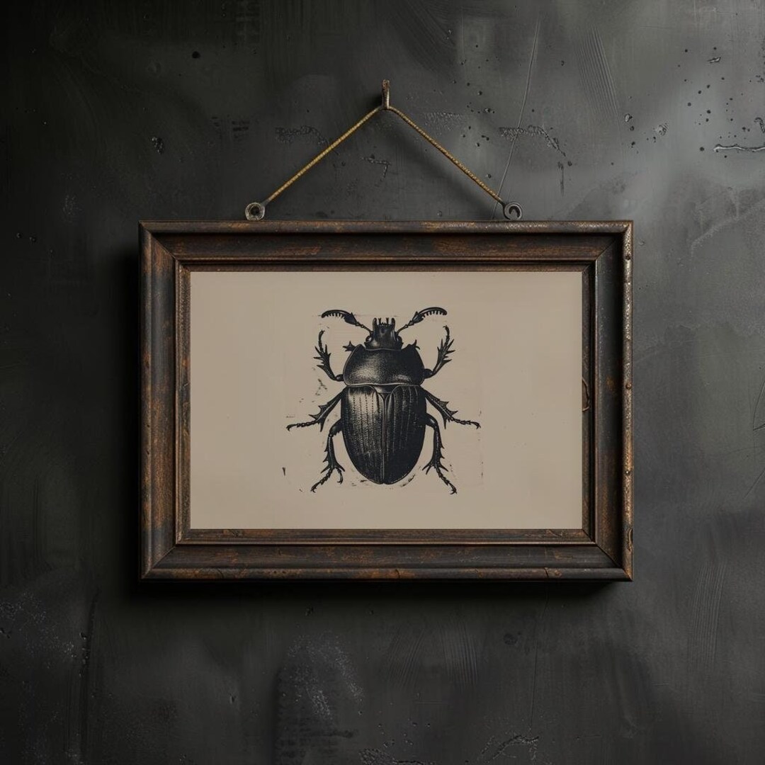 Beetle Sketch Wall Art Moody Insect Printable Vintage Scarab Beetle ...