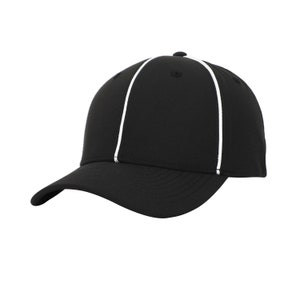 Great Call Athletics | Professional Referee Hat | Black White Piping Poly Spandex Cap