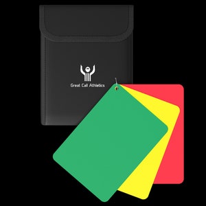 Juego de tarjetas de penalización para hockey sobre césped, gran llamada, con estuche, rojo, amarillo, verde, fútbol, retardo laxo, advertencia, eyección