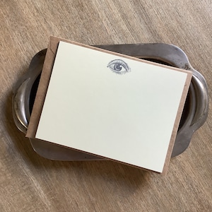 Eye Notecard Set of 12 in Light Ivory with Kraft Envelopes