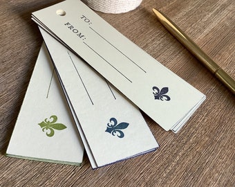 Hand Stamped Fleur de Lis Gift Tags (Set of 15).