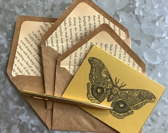 Butterfly & Moth Notecard Set of 9 with lined envelopes, Gardening Notecards, Nature Stationery