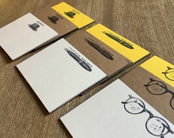 Mini Notecards set of 15 in White, Yellow or Kraft with envelopes.