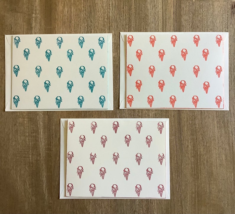 Ice Cream Notecard Set of 6, Set White Notecards with White Envelopes image 6