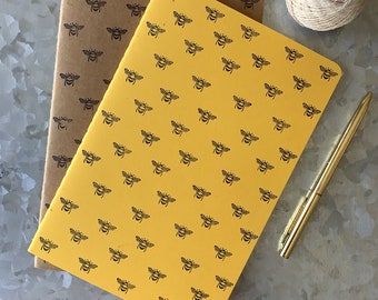 Honeybee Travel Journal, Bee Notebook, Blank Lined Journal