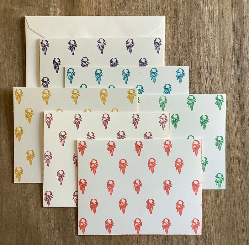 Ice Cream Notecard Set of 6, Set White Notecards with White Envelopes image 5