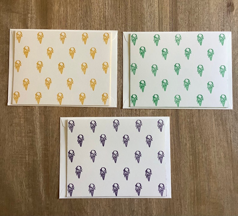 Ice Cream Notecard Set of 6, Set White Notecards with White Envelopes image 7
