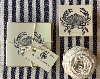 12 Mini Blank Crab notecards, Gift tags, Mini cards with Envelopes