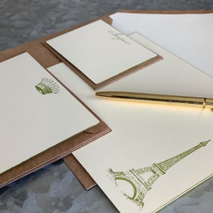 Eiffel Tower and French Inspired Stationery Set with Envelopes