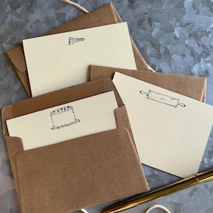 Baking Pocket Notes Set of 15, Gift Tags, Lunchbox Cards with white envelopes