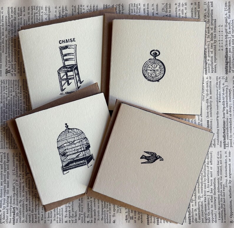 Vintage Curiosities Small Notecards Set of 8 With Kraft Envelopes - Etsy