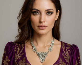 Handmade Antique Silver Leaf Necklace: Nickel & Lead-Free