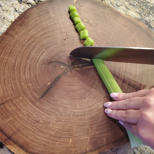 Custom Handmade full round Log Slice Slab end grain cutting board, cake tray etc.