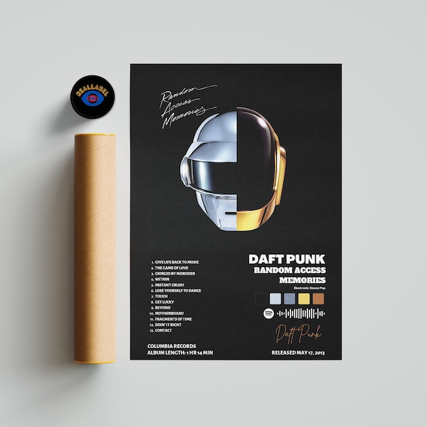 Daft Punk – Random Access Memories - Album Cover Poster, Room Decor, Wall Art, Music Gifts, Classic Album, Music Prints, Track list Poster