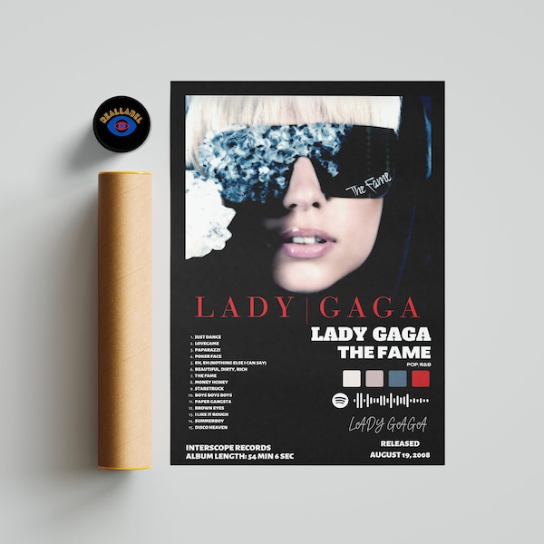 Lady Gaga – The Fame - Album Cover Poster, Dekoration, Wandkunst, Musik Geschenke, Home Decor, Classic Pop Album, Musik Prints, Tracklist Poster