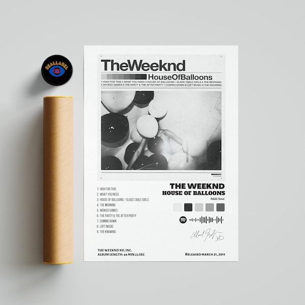 The Weeknd – House Of Balloons - Album Cover Poster, Raumdeko, Wandkunst, Musik Geschenke, Home Decor, Musik Prints, Tracklist Poster