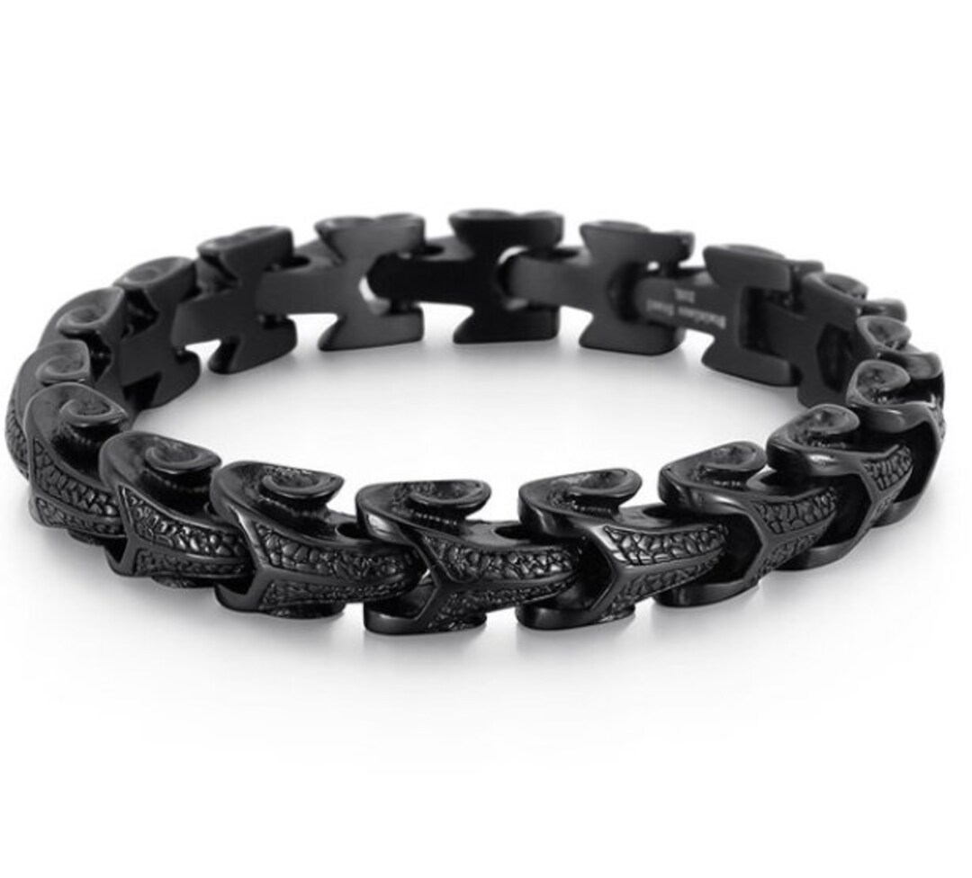 Dragon Snake Link Chain Mens Bracelet 316L Stainless Steel