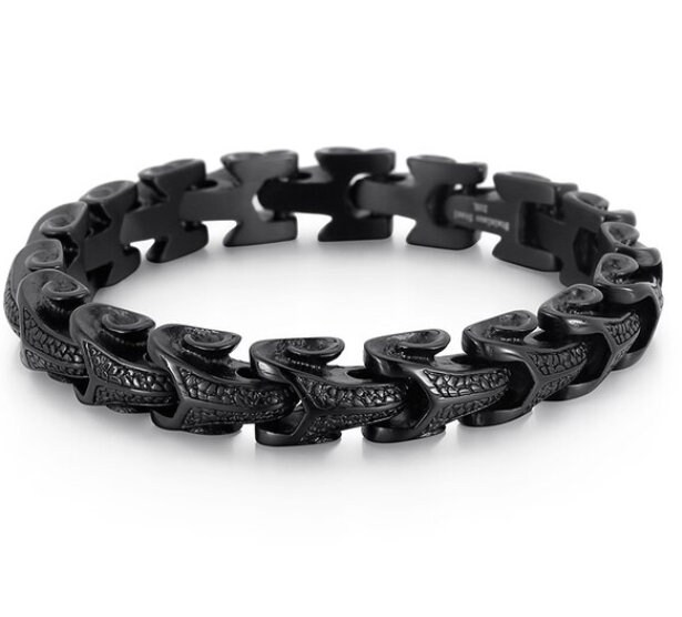 Dragon Snake Link Chain Mens Bracelet 316L Stainless Steel