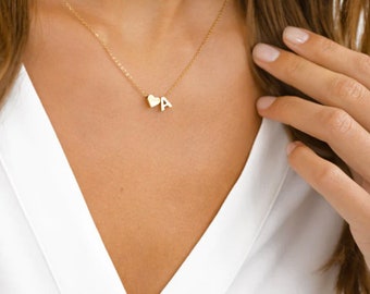 Collier coeur personnalisé avec initiales en or