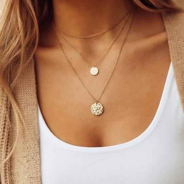 Delicate Three Layers Necklace - Custom Gift - Necklace set - Gold Silver