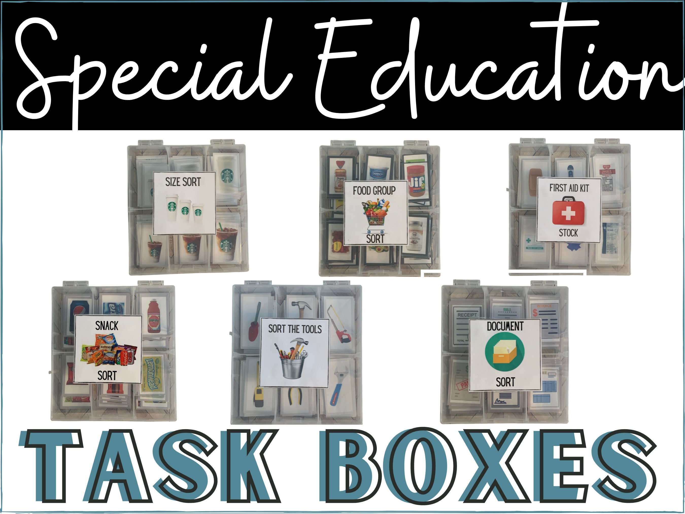 Special Education Task Box BUNDLE Vocational & Life Skills independent  Skill Autism Task DIY Task Box independent Skills fine Motor 